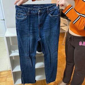 Aeropostale High Rise Wide Leg Jeans - Blue Denim